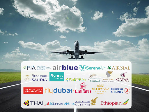 Book airline tickets from PIA, Airblue, AirSial, SereneAir, Emirates, Etihad,